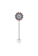 Kinetic Wind Spinner Stake - Verdigris & Bronze Flower