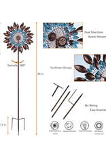 Kinetic Wind Spinner Stake - Verdigris & Bronze Flower