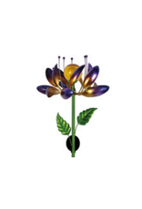 Solar Spinning Stake - Giant Purple Lotus w/Yellow Orb 66''