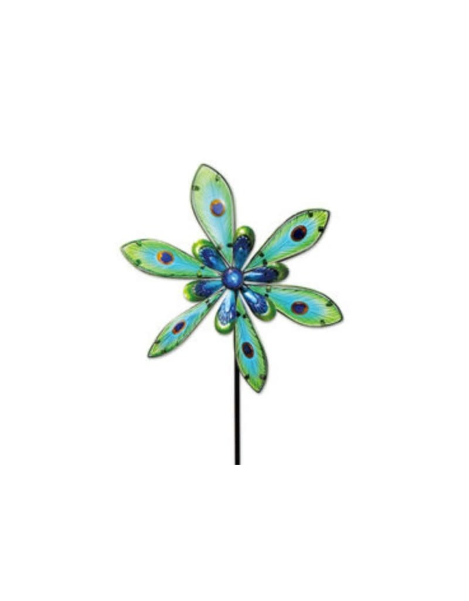 Wind Spinner Spinner Stake - Glass & Metal Peacock