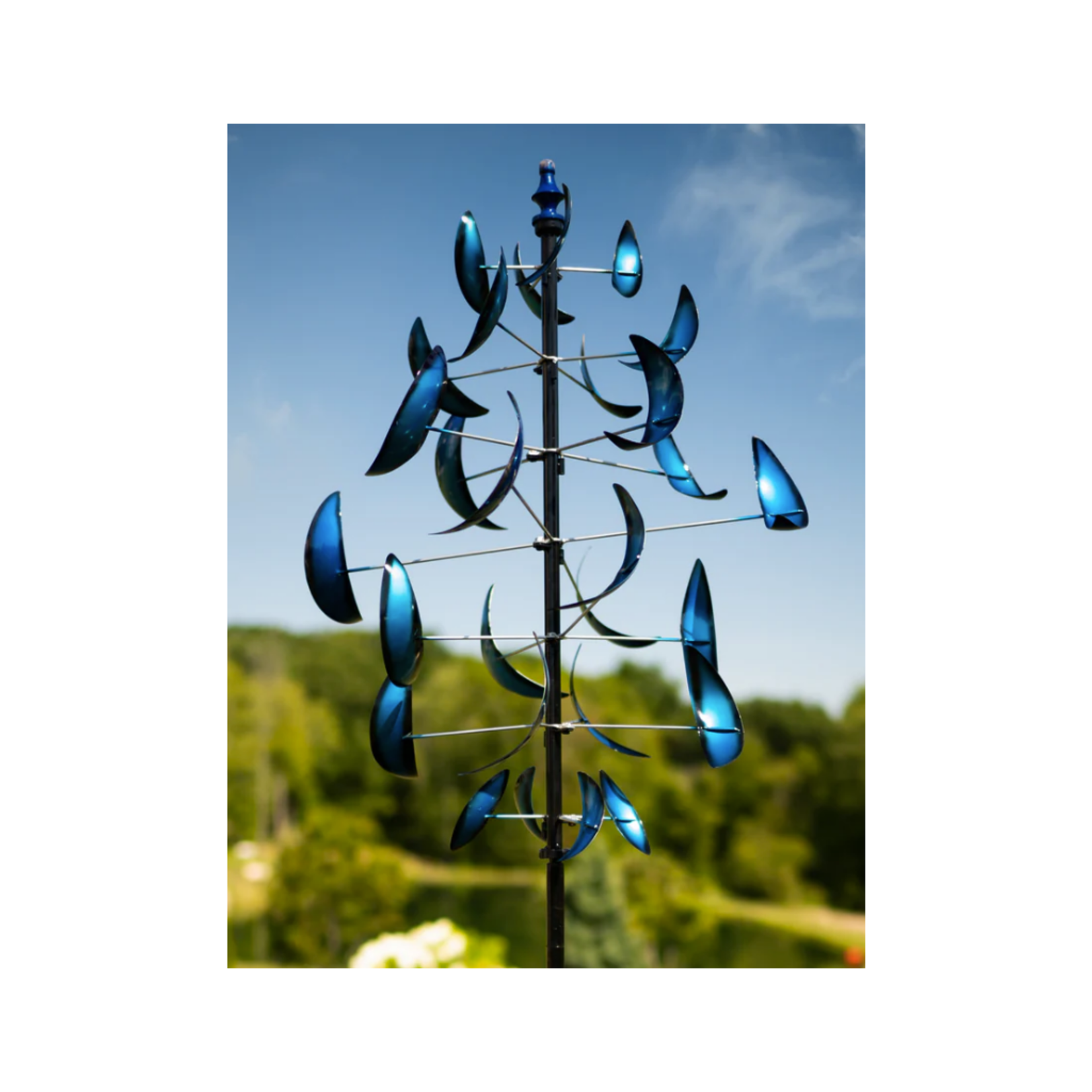Kinetic Wind Spinner Stake - Blue Dancing Leaves