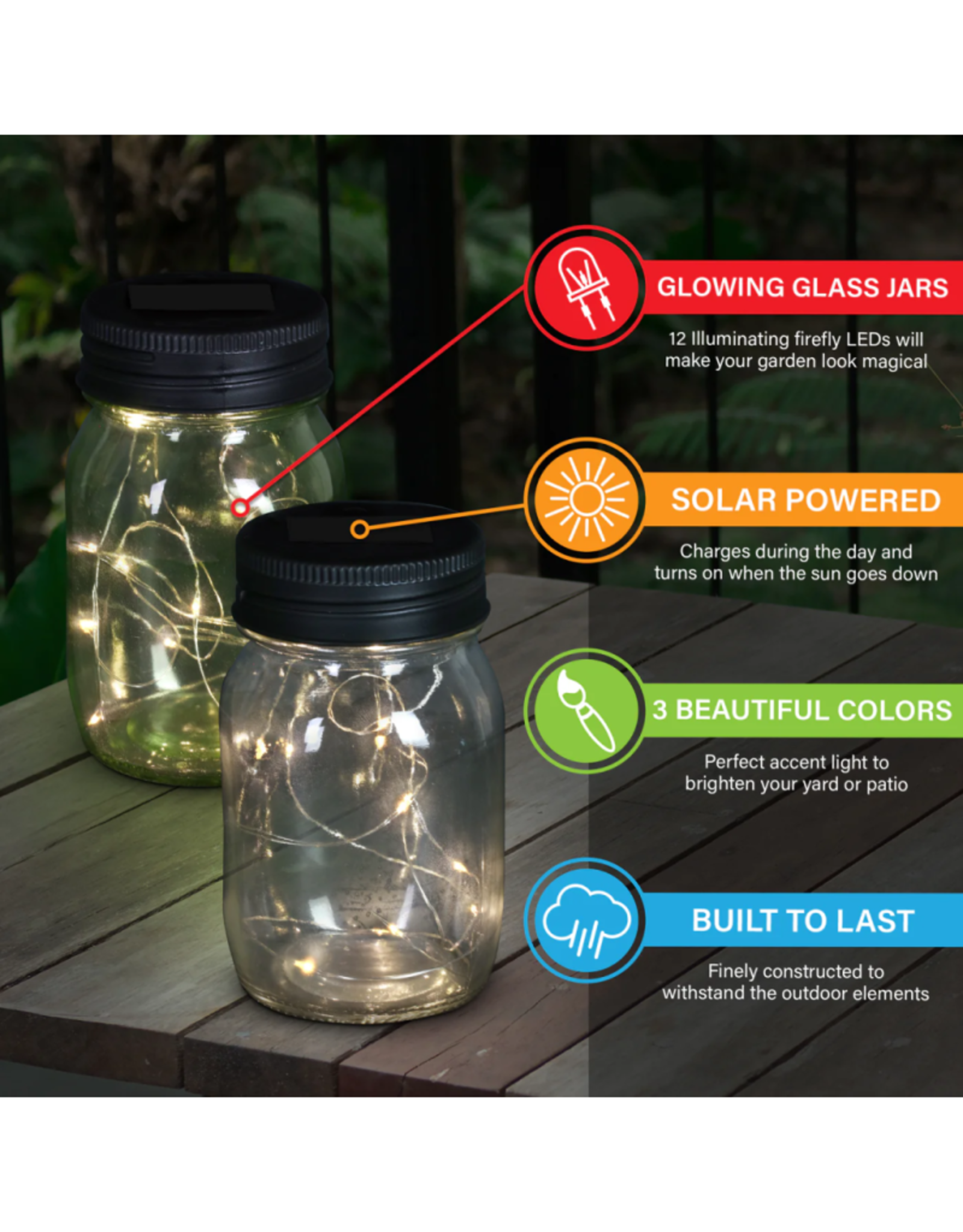 Solar Firefly Mason Jar - Clear
