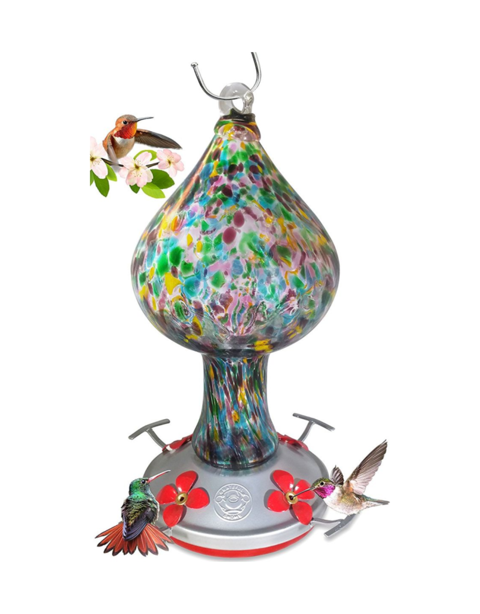 Hummingbird Feeder - Colorful Mushroom Cool Tones