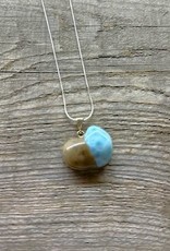 Necklace Pendant - Petoskey Stone & Larimar Duo