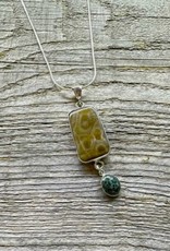 Necklace Pendant - Petoskey Stone & Isle Royal Greestone