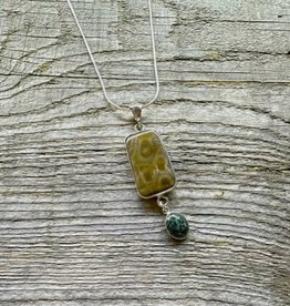 Necklace Pendant - Petoskey Stone & Isle Royal Greestone