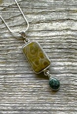 Necklace Pendant - Petoskey Stone & Isle Royal Greestone