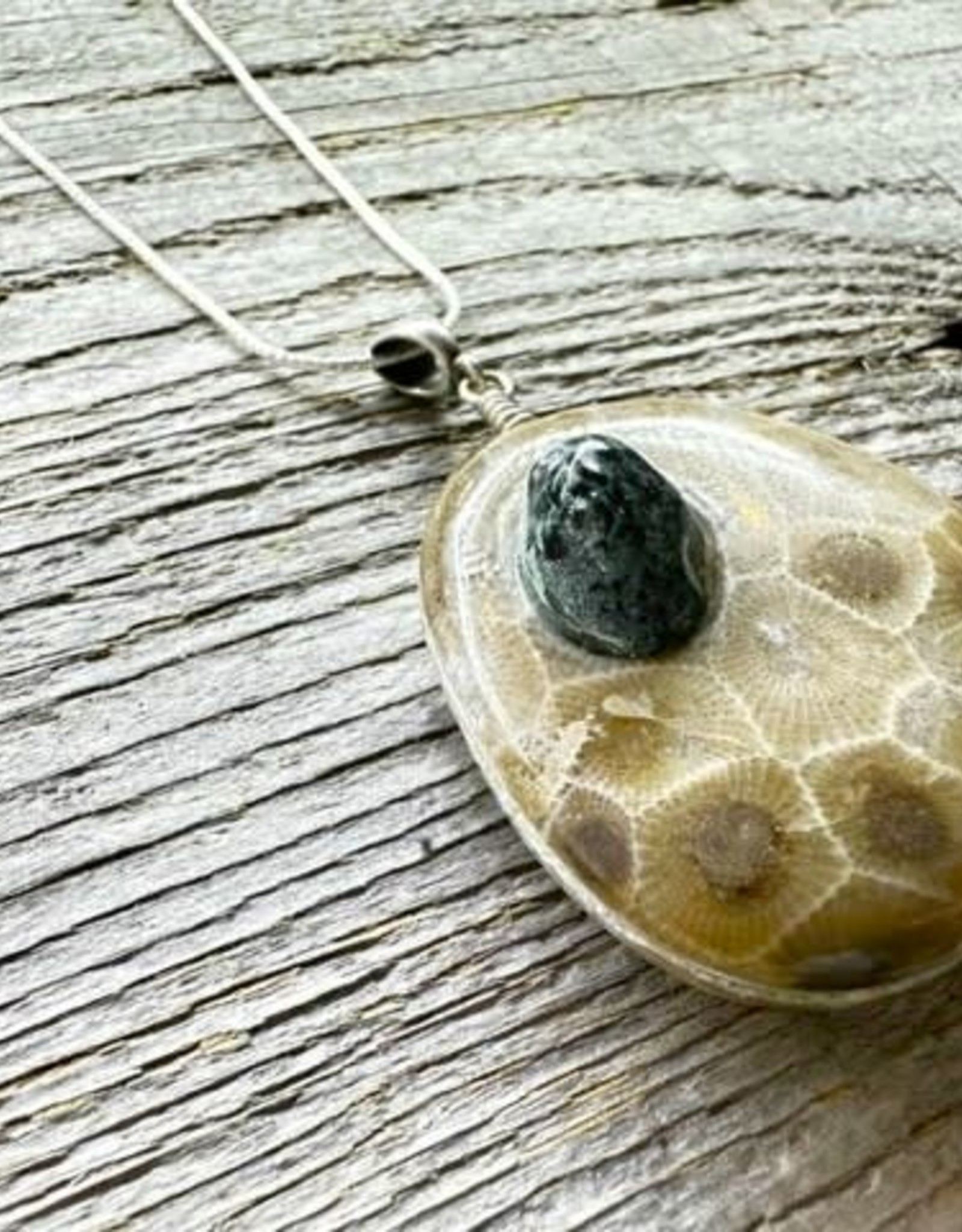 Stone Wire Wrap Spoon Pendant Necklace