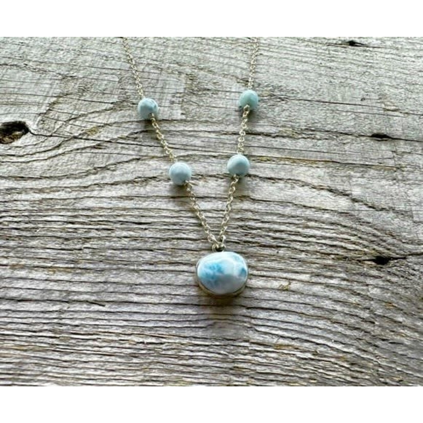 Sterling Silver Necklace - Larimar with Beads