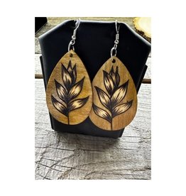 Wooden Earrings - Fern