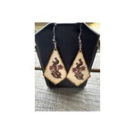 Wooden Earrings - Red Floral