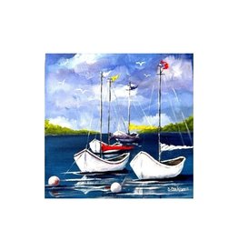 "Sailboats at the Bay" - Sally Peckham Original - Acrylic on Canvas 12x12