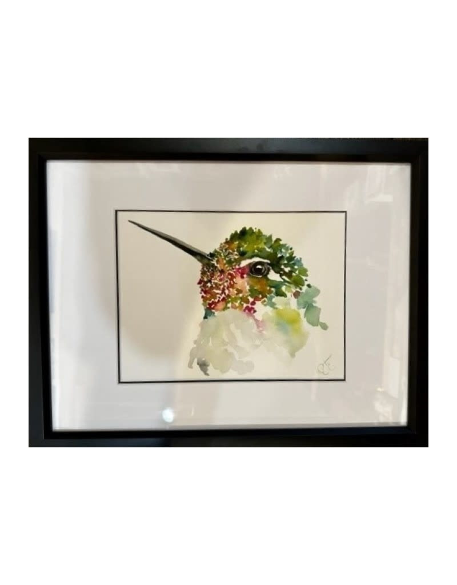 "Hummingbird Portrait" - Michelle Detering Original - Framed Watercolor 16x12