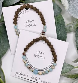 Wood Diffuser Bracelet - Graywood Blue Seaglass