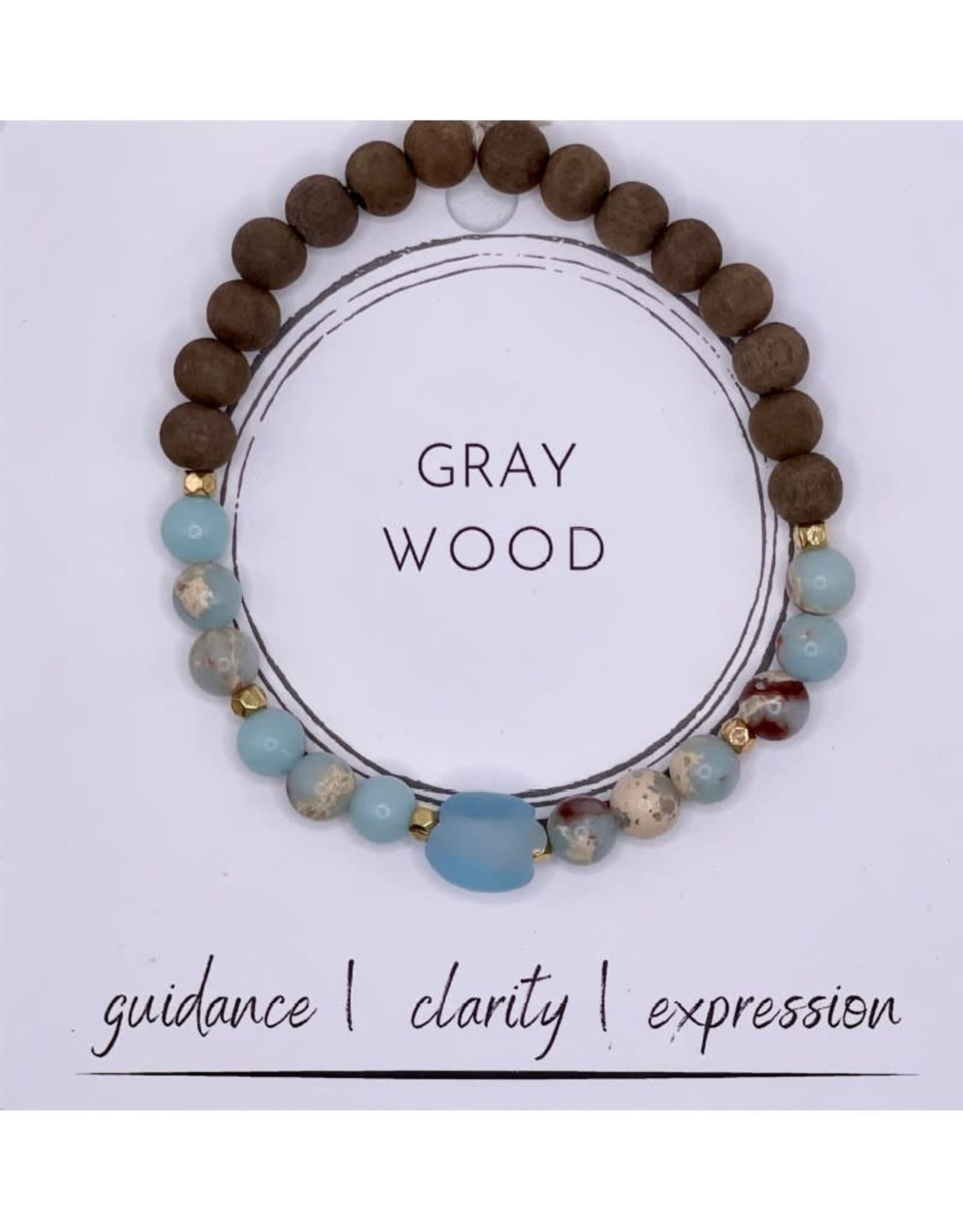 Wood Diffuser Bracelet - Graywood Blue Seaglass