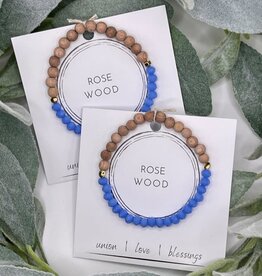 Wood Diffuser Bracelet - Rosewood Blue Glass