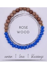 Wood Diffuser Bracelet - Rosewood Blue Glass