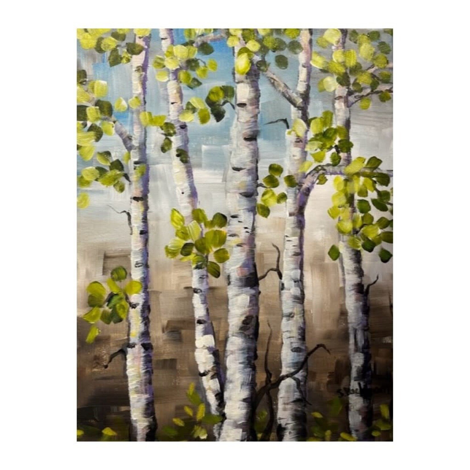 "Birch Abstract" - Sally Peckham Original - 11x14 Acrylic