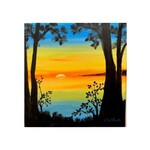 "Sunset at the Beach" - Sally Peckham Original - Acrylic on Canvas 12x12