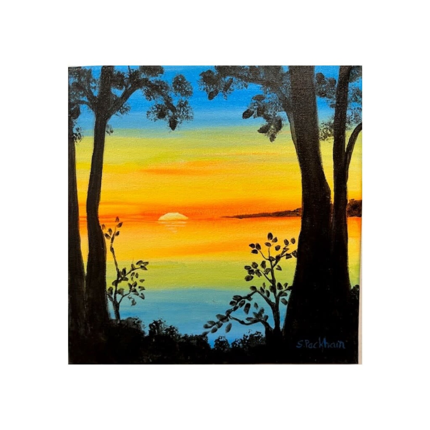 "Sunset at the Beach" - Sally Peckham Original - Acrylic on Canvas 12x12