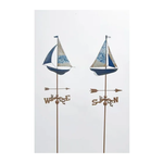 Garden Stake - Colorful Sailboat with Compass Weathervane