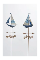 Garden Stake - Colorful Sailboat with Compass Weathervane