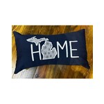 Embroidered Lumbar Pillow - Navy/Toskey/Home