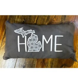 Embroidered Lumbar Pillow - Charcoal/Toskey/Home