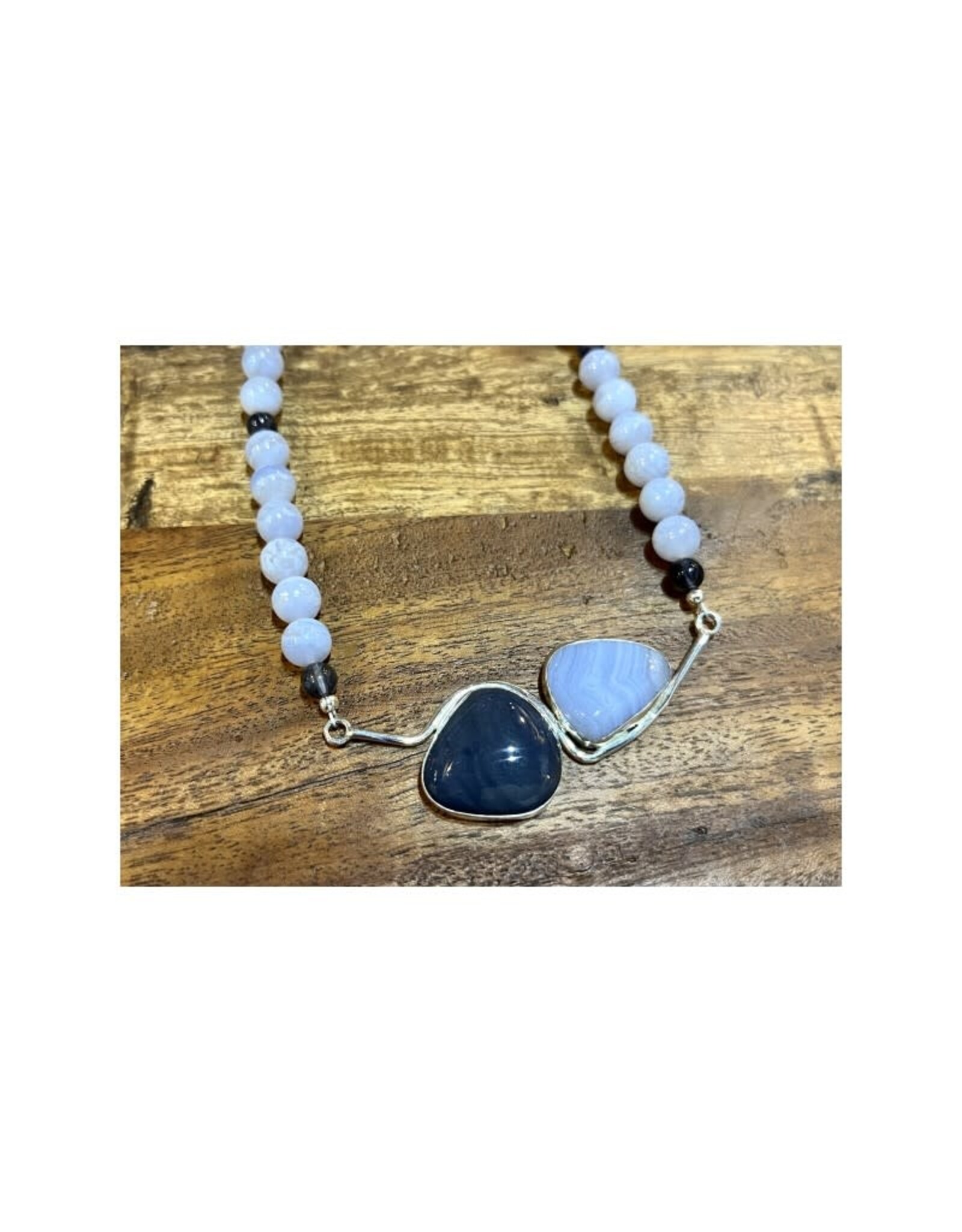 Boho Blue Lace Agate Necklace Layering Choker in Small Chunky Copper -  ArticArts by M. Martiniuk