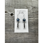 Earrings - Silver with Dark Blue Jewels