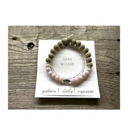 Wood Diffuser Bracelet - Gray Wood Pink Charm