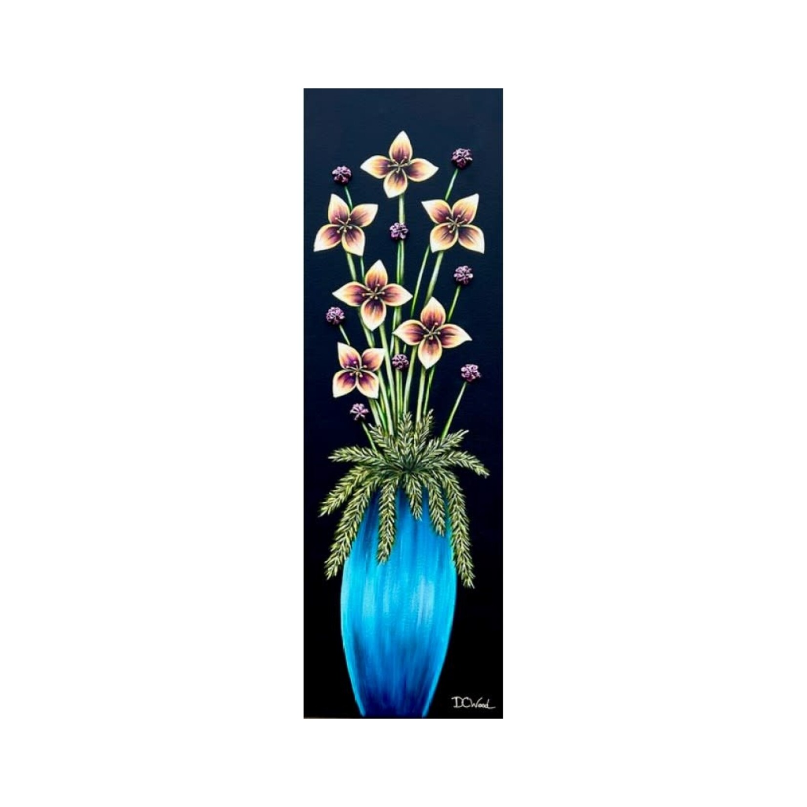 Denise Cassidy Wood Collection Petite Blooms - Vase Series 30x10 - Denise Cassidy Wood Original