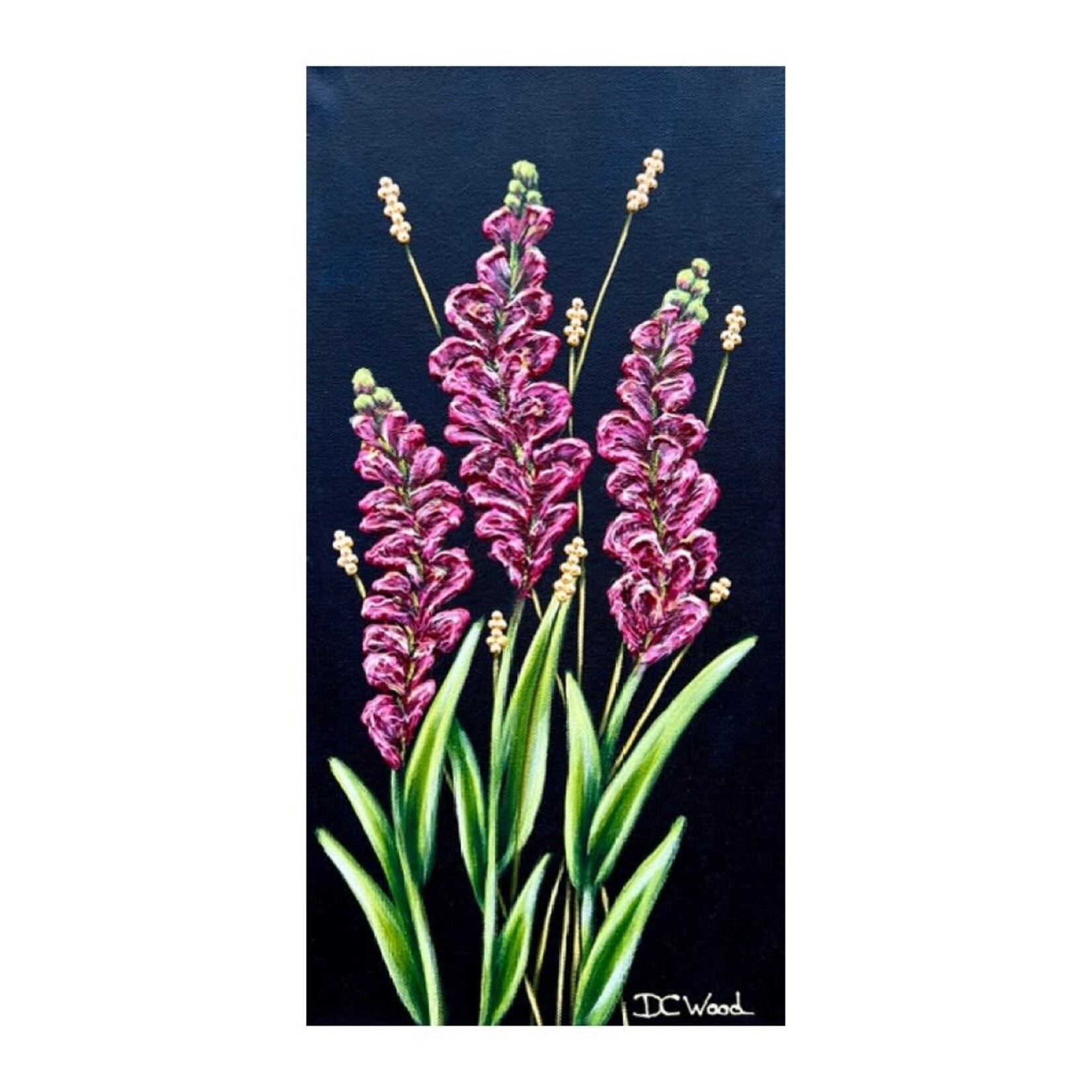 Denise Cassidy Wood Collection Snapdragons Pink 16x8 - Denise Cassidy Wood Original