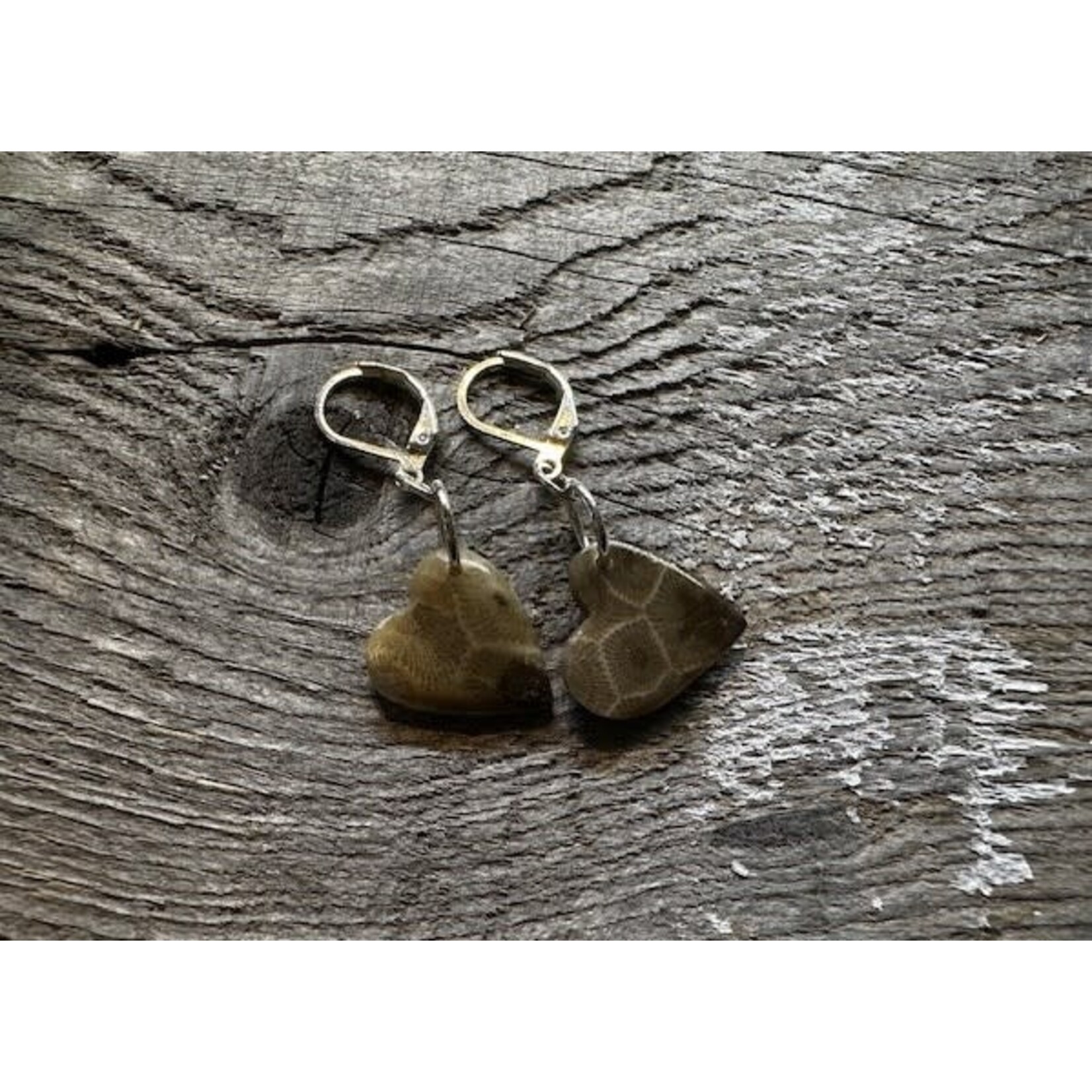 Blue Water Creations Earrings - Petoskey Stone Hearts 2