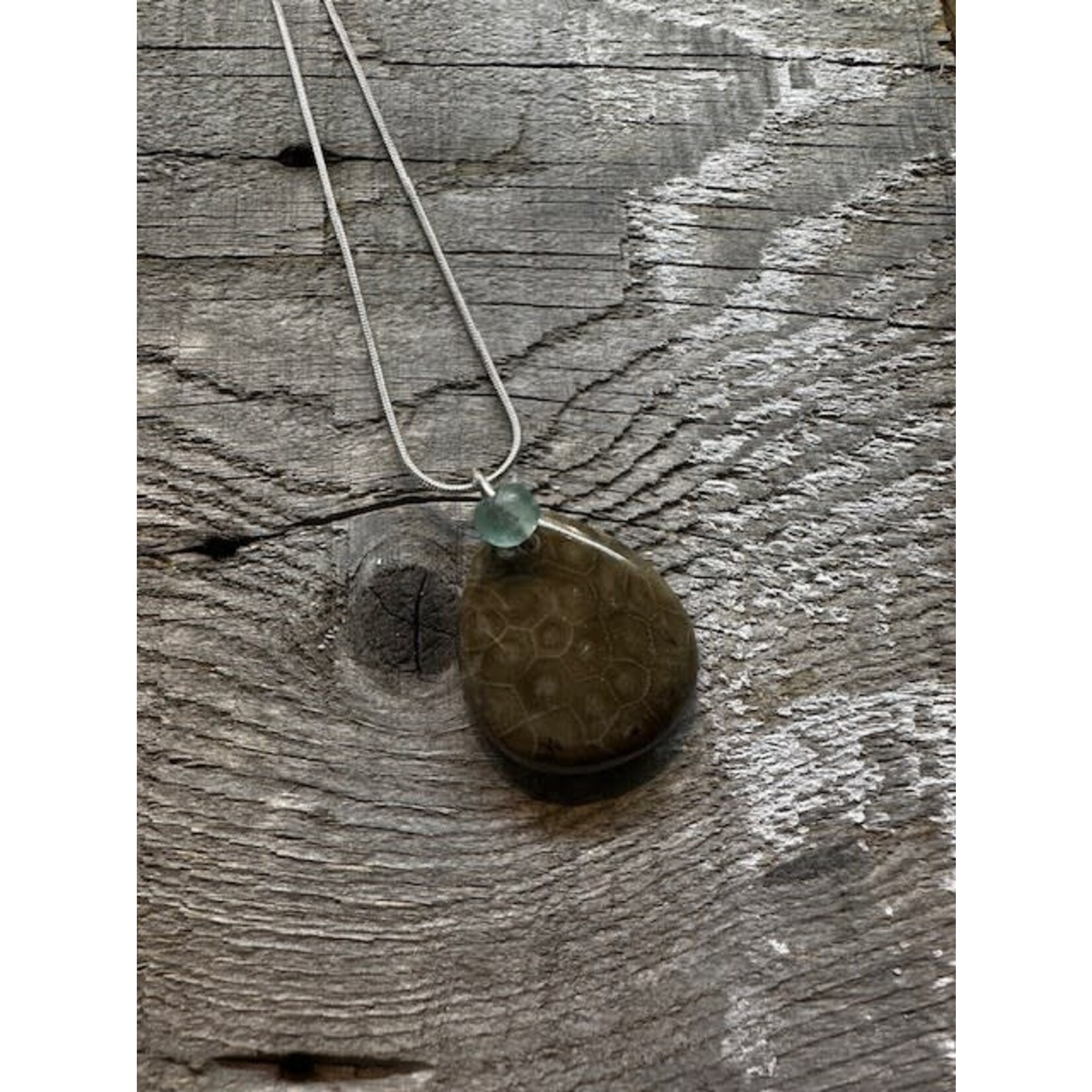Blue Water Creations Necklace - Petoskey Stone & Beach Glass 2