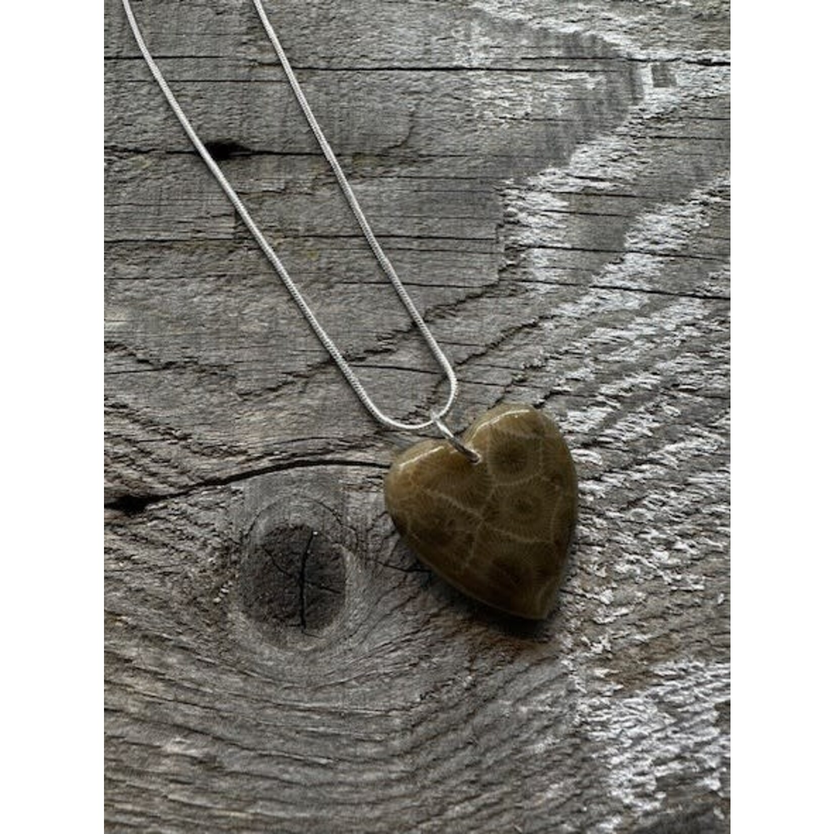 Blue Water Creations Necklace - Petoskey Stone Heart 2