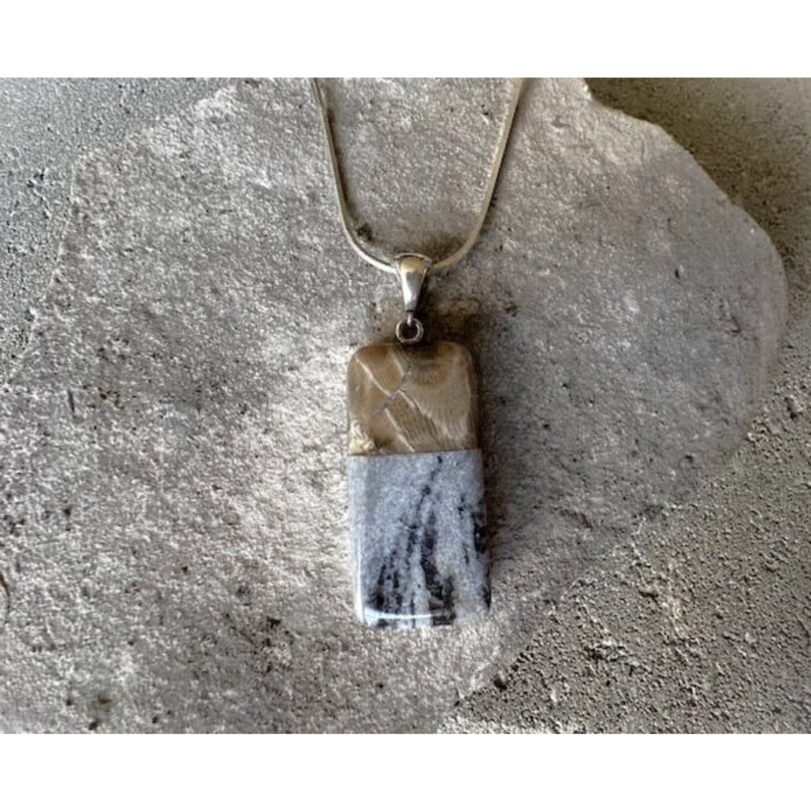 Necklace Pendant - Leland Blue & Petoskey Stone