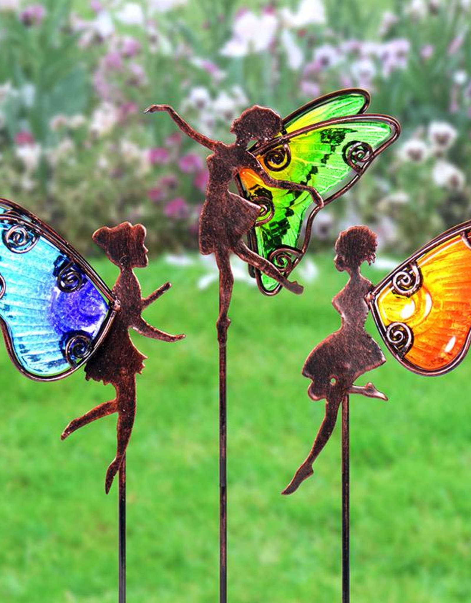 Fairy Planter Stakes - Bronze and Glass