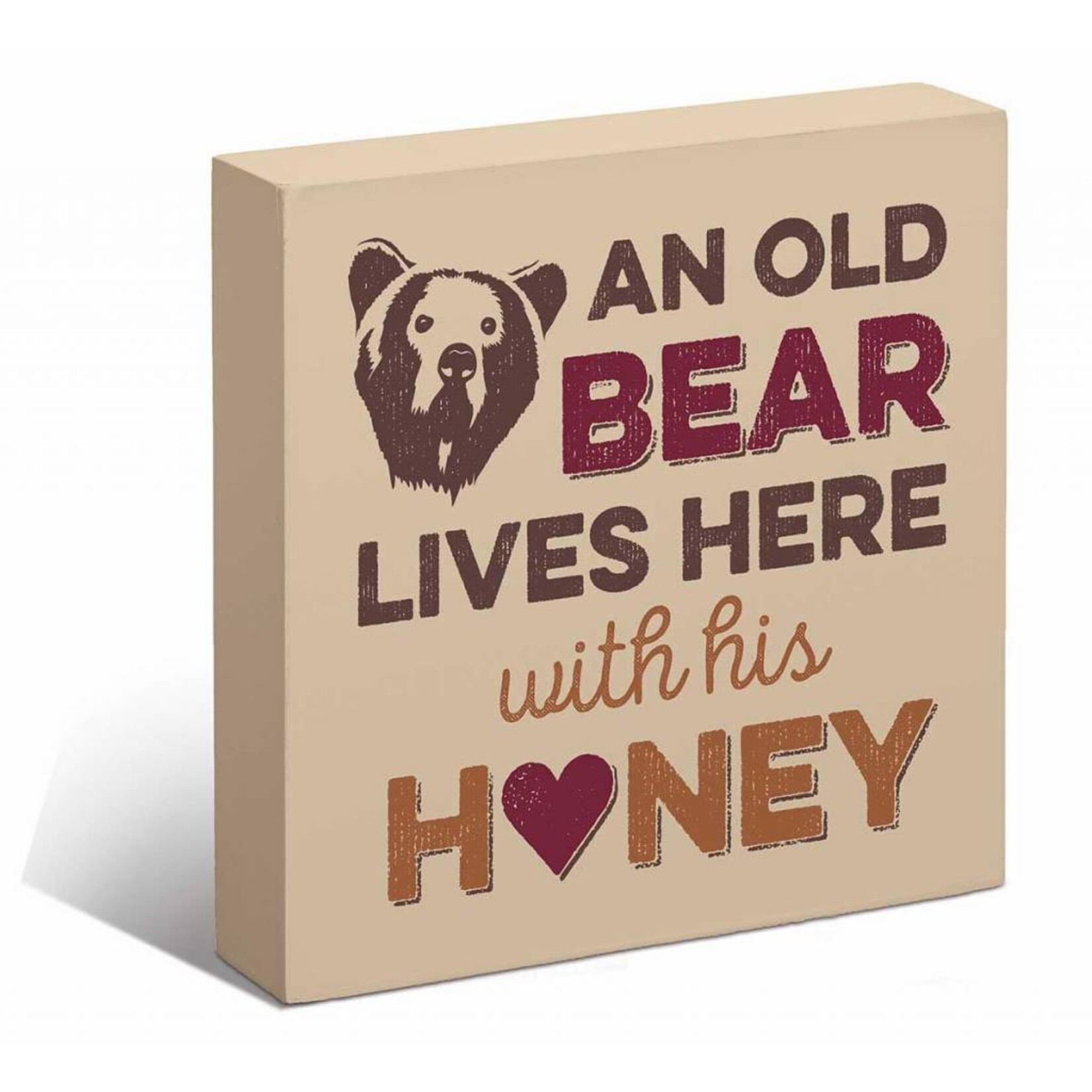 An Old Bear Lives Here 6" x 6" Box Art Sign