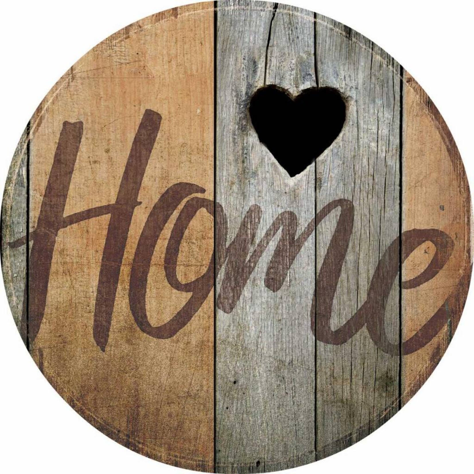 Home-Heart Small Round Wood Sign