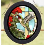 Hummingbird & Geraniums Glass Art