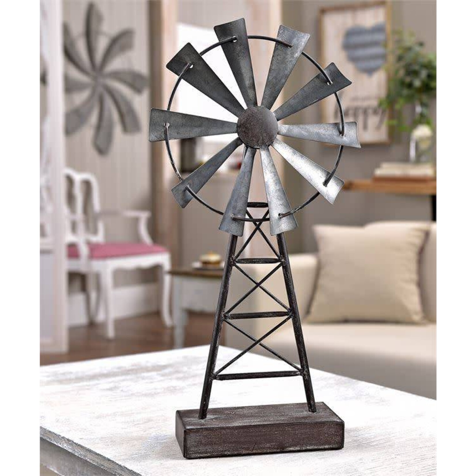Table Decor - Metal Windmill On Base