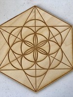 Crystal Grid Wood 6" Seed of Life Hexagon