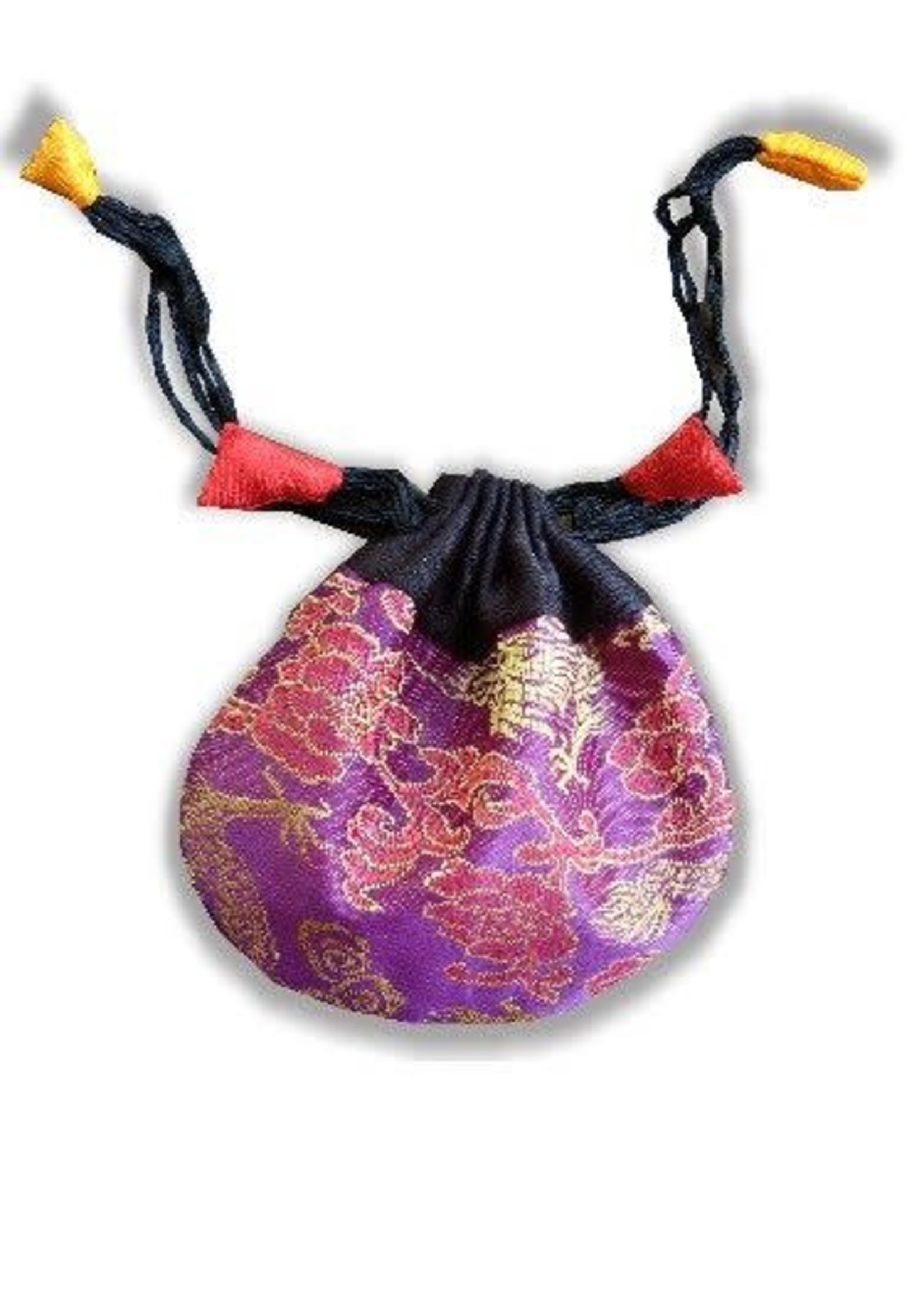 Whimsical Flower 2.75" Embroidered Drawstring Bag
