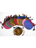 Whimsical Flower 2.75" Embroidered Drawstring Bag