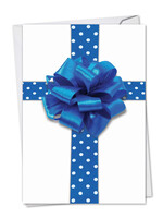 Card HANUKKAH Blue Gift Bow