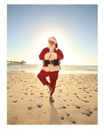 Card BX XMAS Santa Yoga Pose on Beach