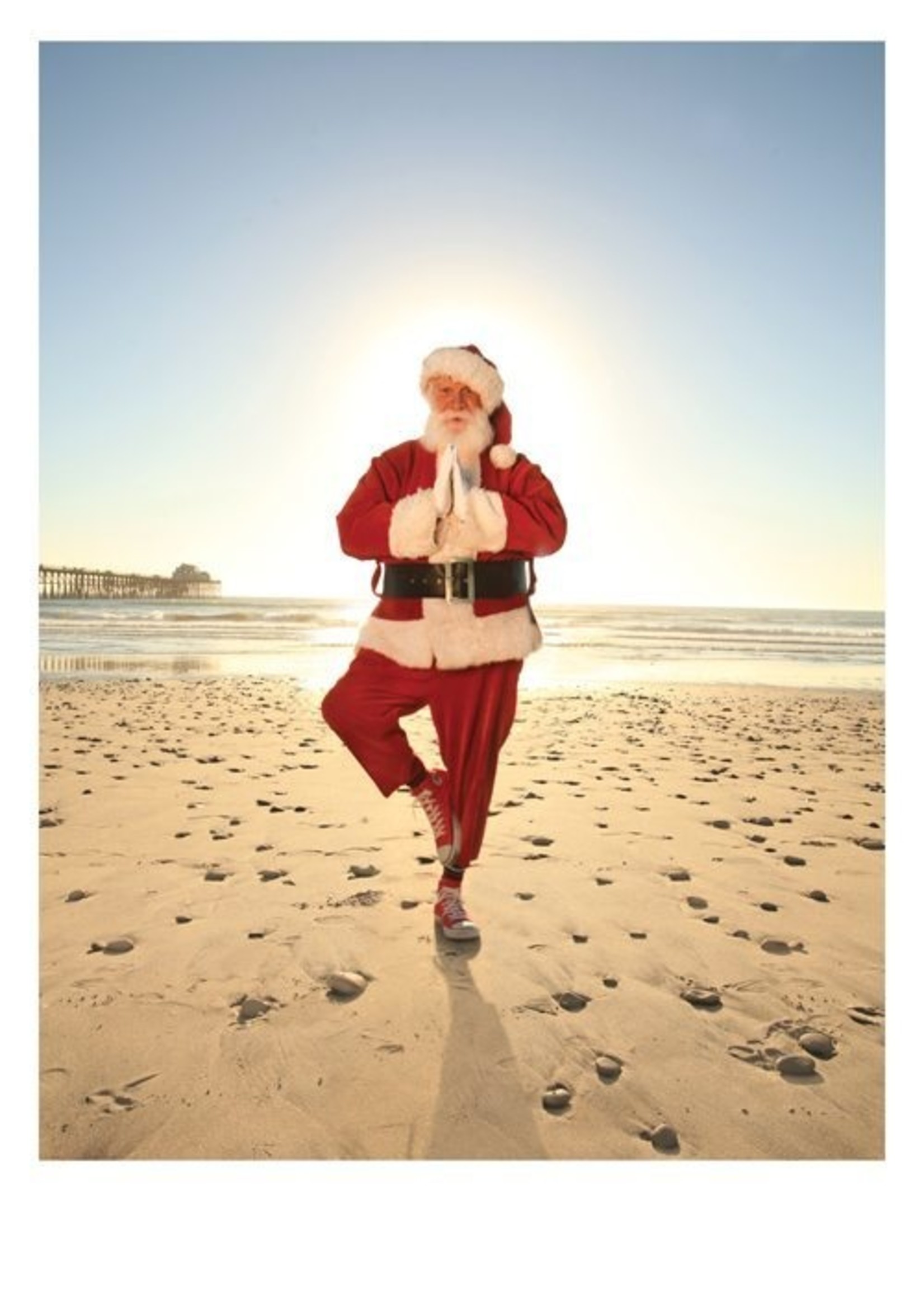 DGPP Boxed Christmas Cards Santa Yoga Pose on Beach 10ct