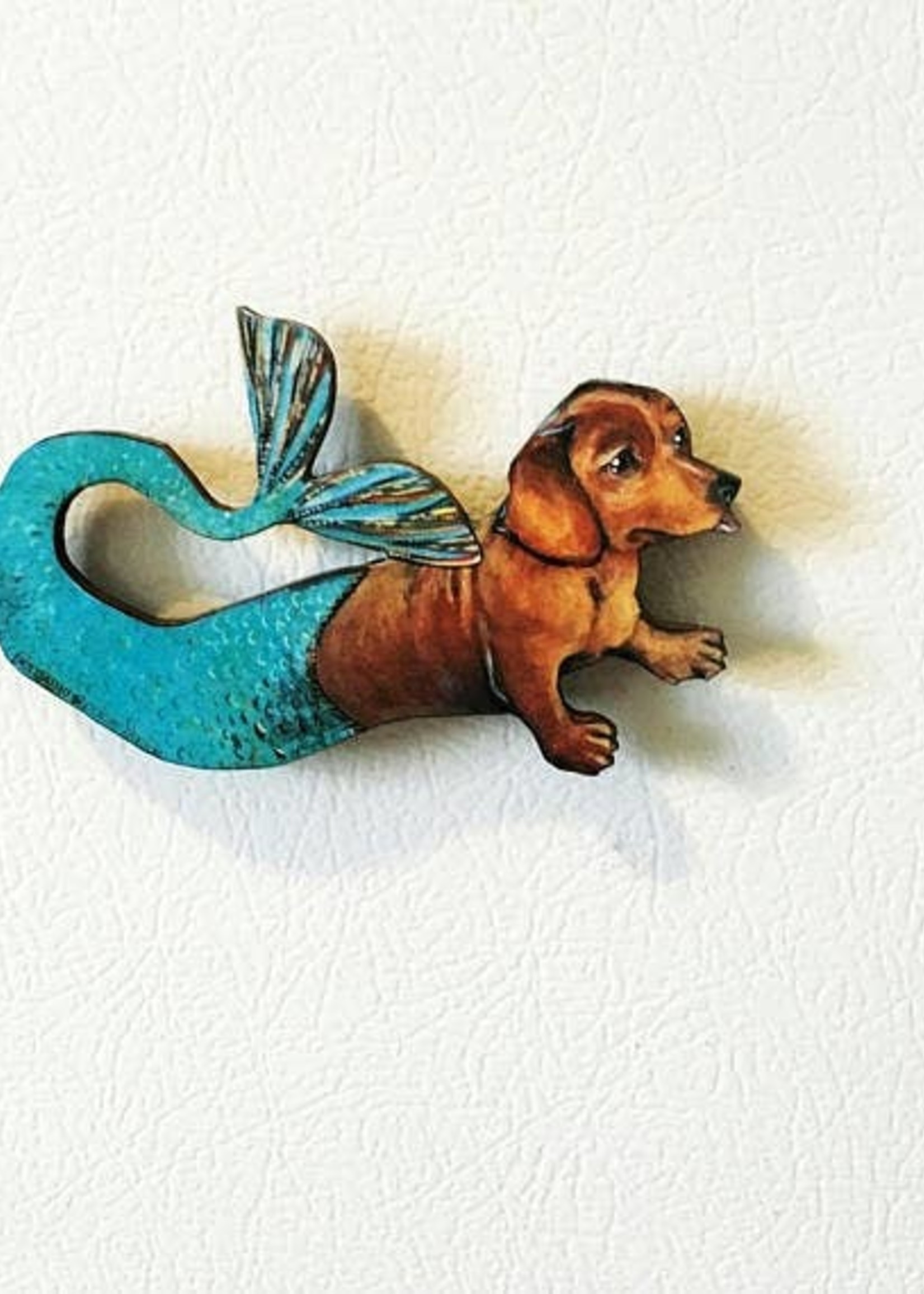 Wood Magnet Dachshund Mermaid