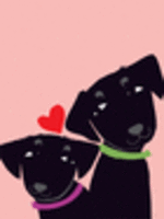Card VDAY 2 Blk Dogs on Pink